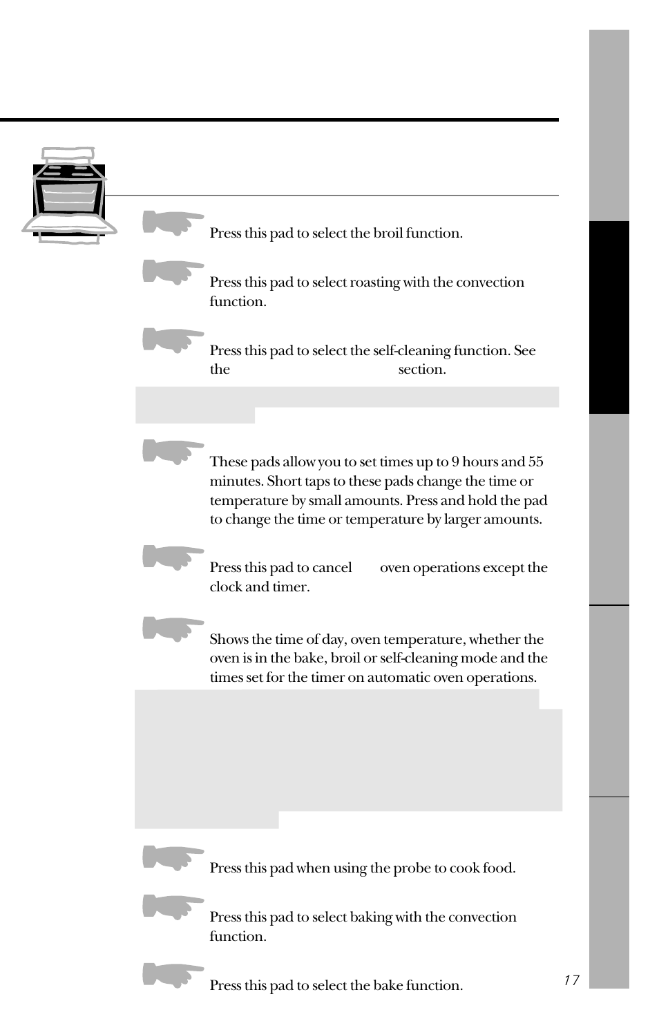 Oven control settings | GE 49-8779 User Manual | Page 17 / 60