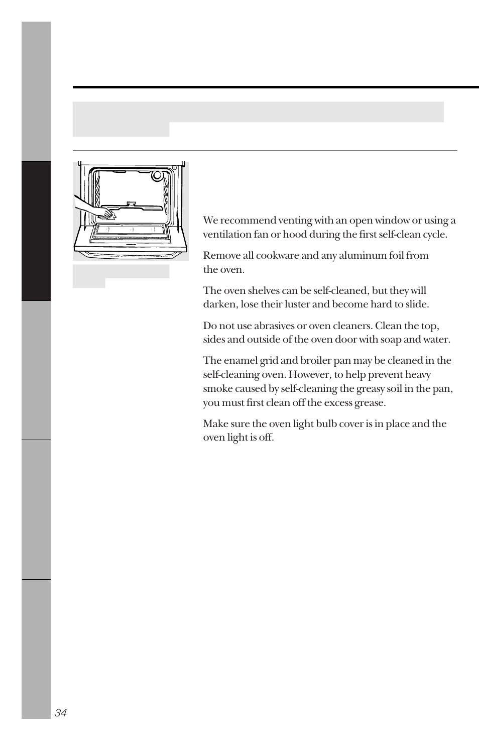 Using the self-cleaning oven | GE 49-8779 User Manual | Page 34 / 60