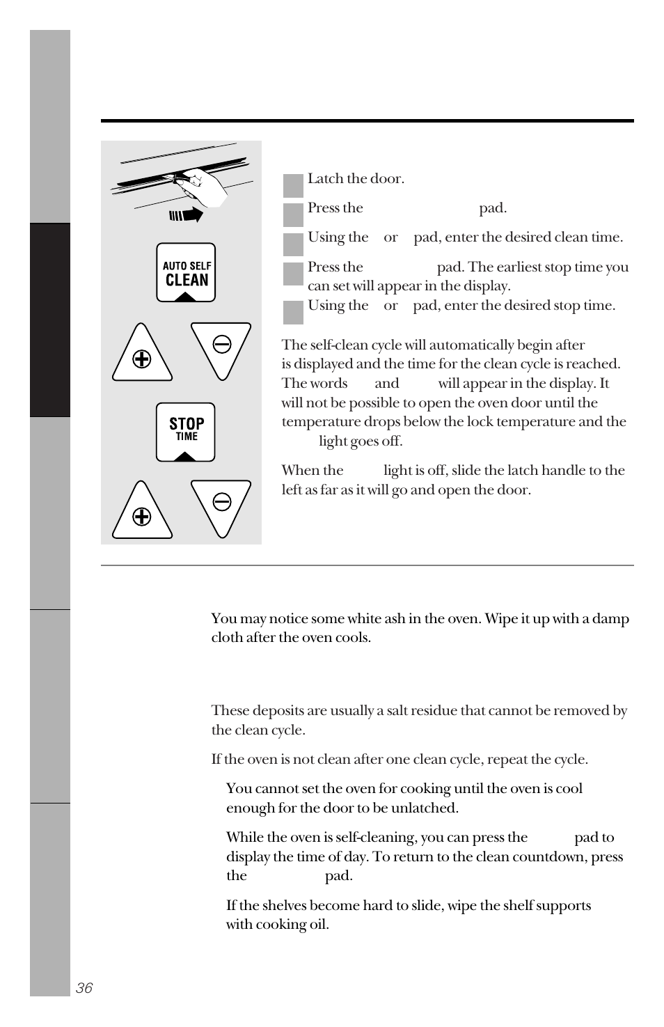 Using the self-cleaning oven | GE 49-8779 User Manual | Page 36 / 60