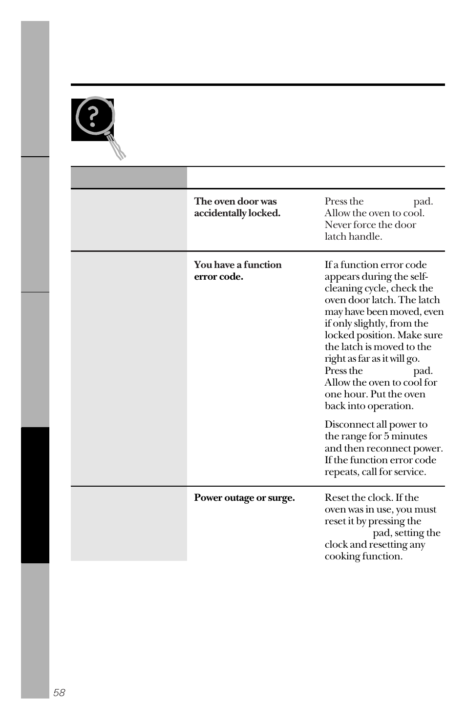 Before you call for service, Troubleshooting tips | GE 49-8779 User Manual | Page 58 / 60