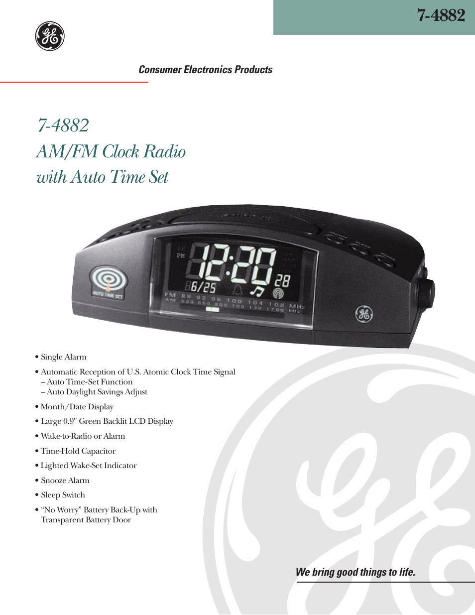 GE 7-4882 User Manual | 2 pages