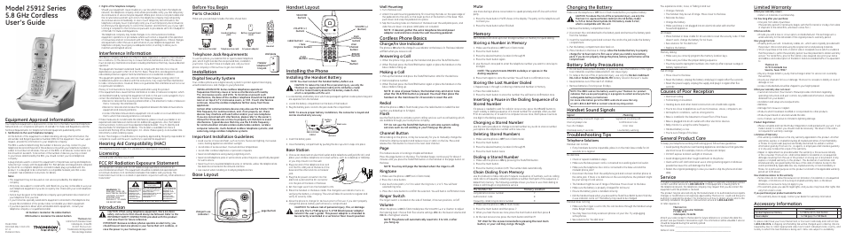 GE 25912 User Manual | 2 pages