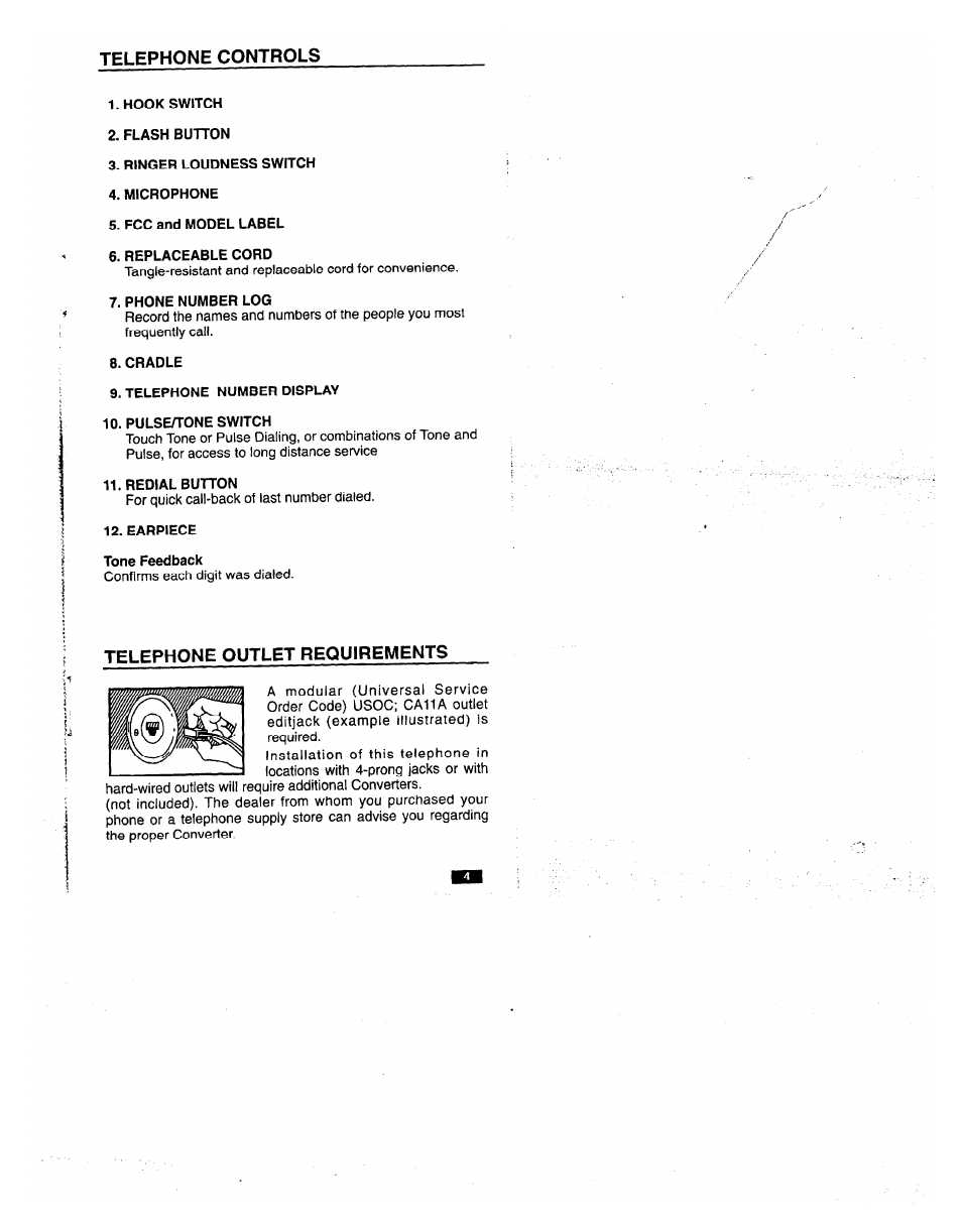 Telephone controls | GE 2-9200 User Manual | Page 5 / 16