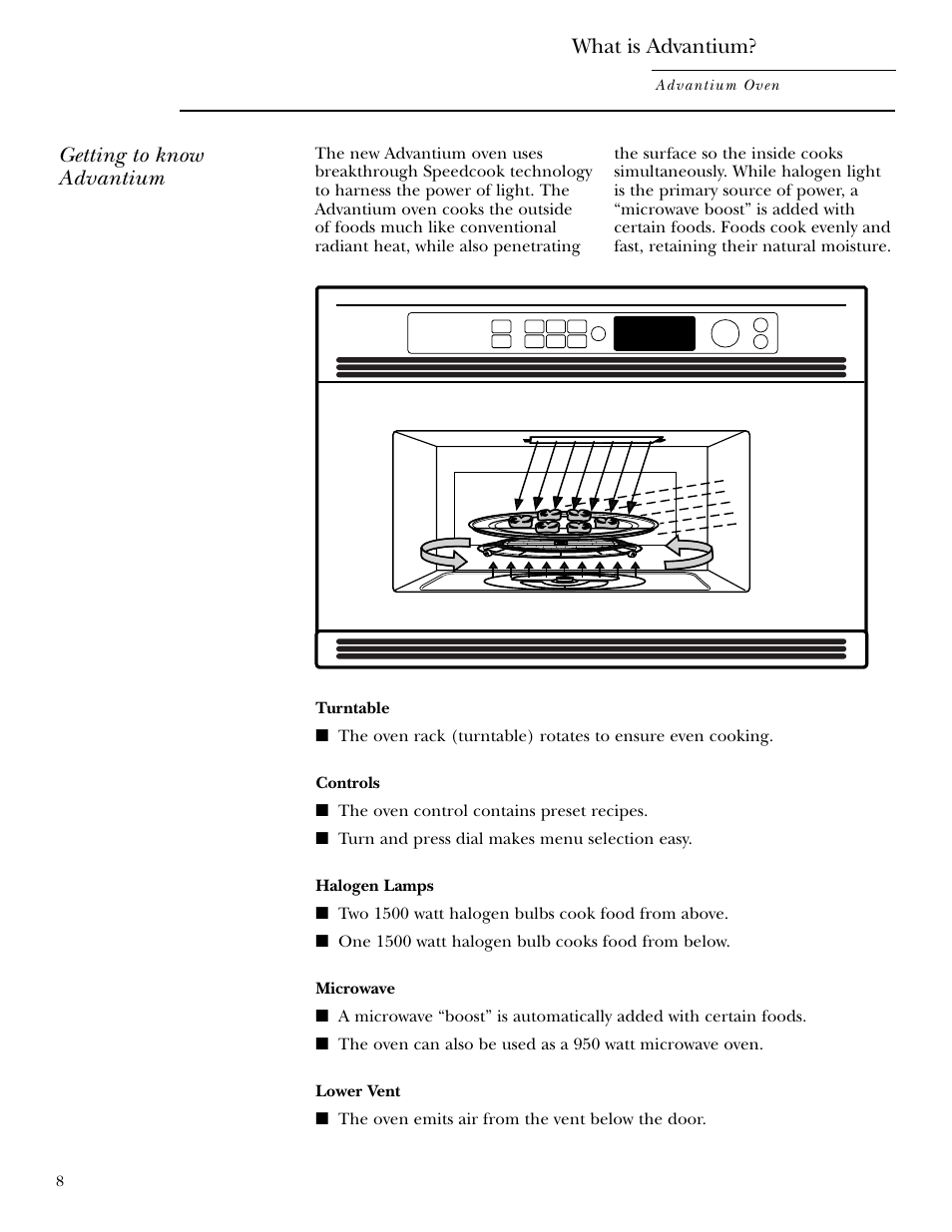 What is advantium, Getting to know advantium | GE SCB2001 User Manual | Page 8 / 40