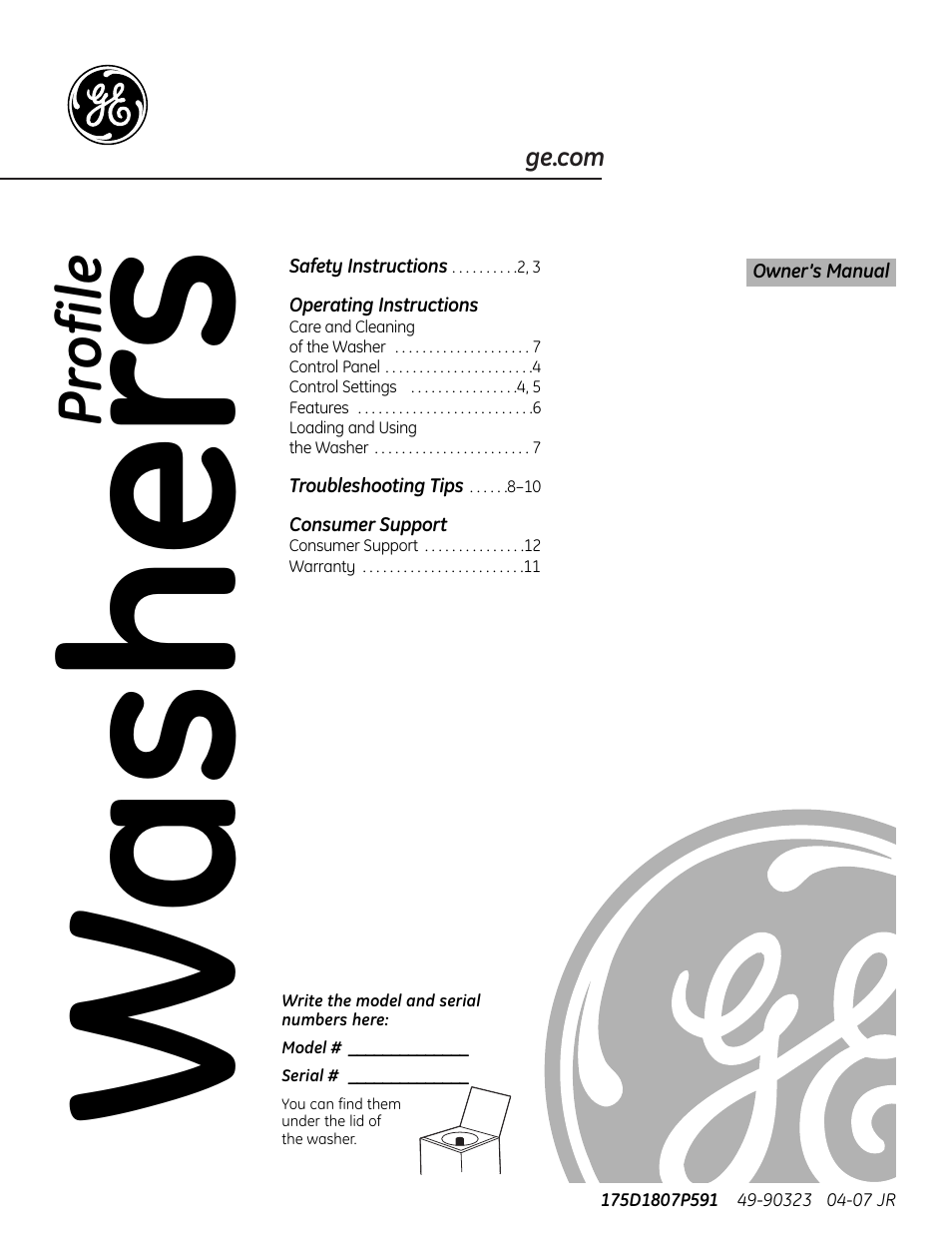 GE Profile Washer User Manual | 24 pages