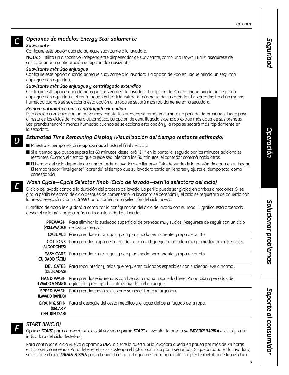 De f | GE Profile Washer User Manual | Page 17 / 24