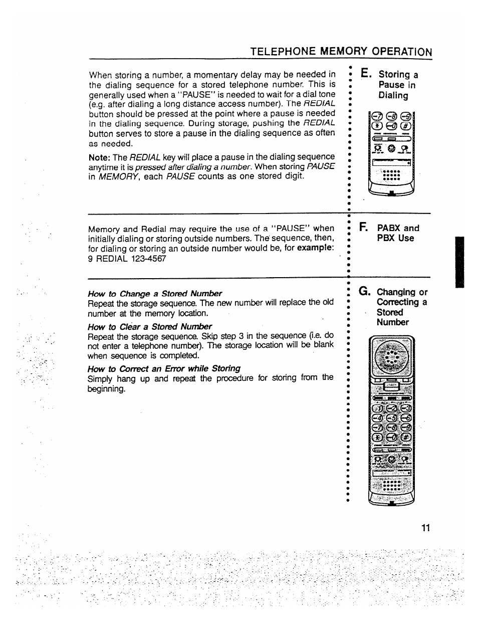 R pabx and pbx use, F. pabx and pbx use | GE 2-9710 User Manual | Page 11 / 26