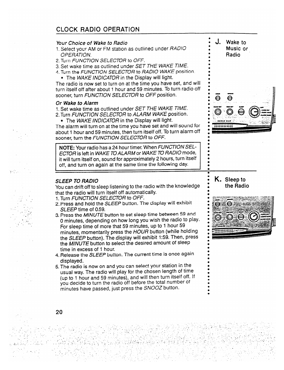 Clock radio operation | GE 2-9710 User Manual | Page 20 / 26