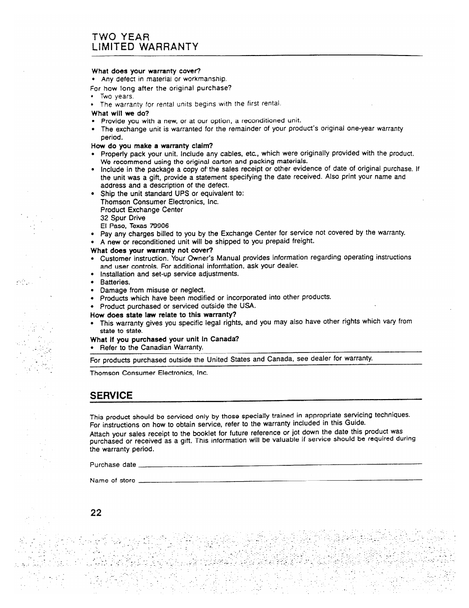 Limited warranty | GE 2-9710 User Manual | Page 22 / 26