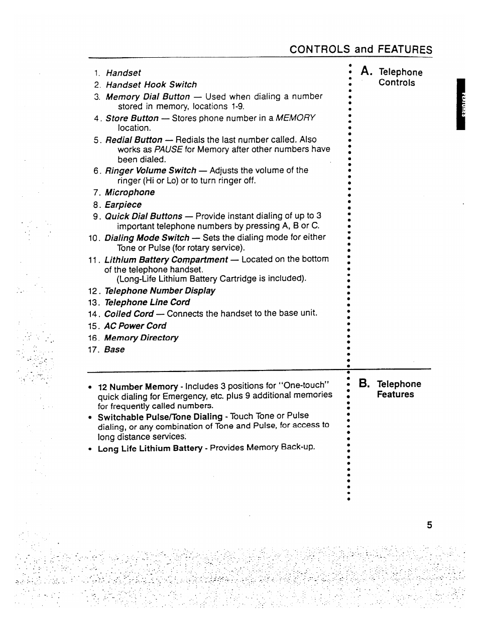 Controls and features | GE 2-9710 User Manual | Page 5 / 26