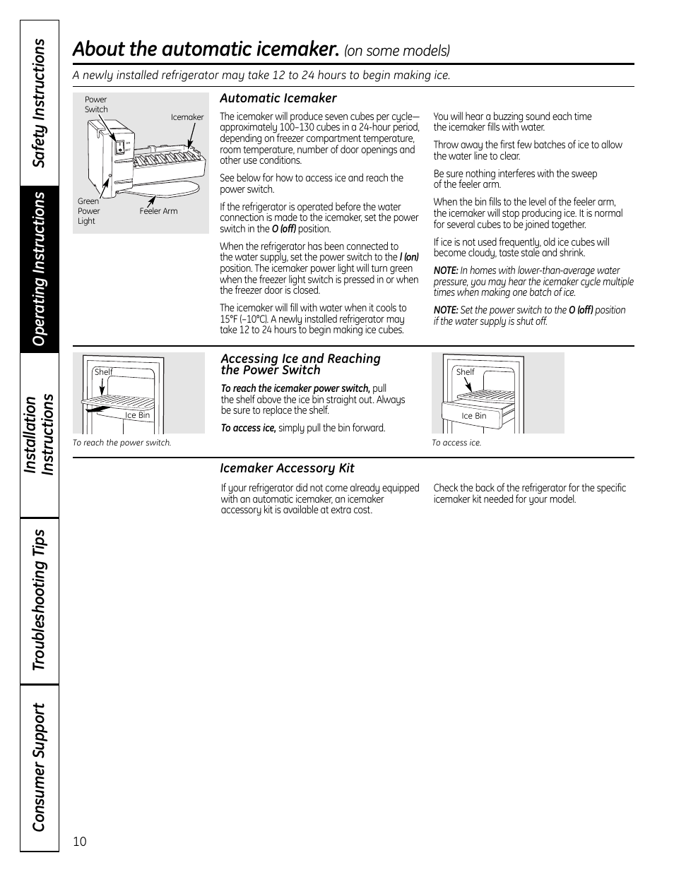 Automatic icemaker, About the automatic icemaker, On some models) | GE BOTTOMFREEZER 200D9366P004 User Manual | Page 10 / 42