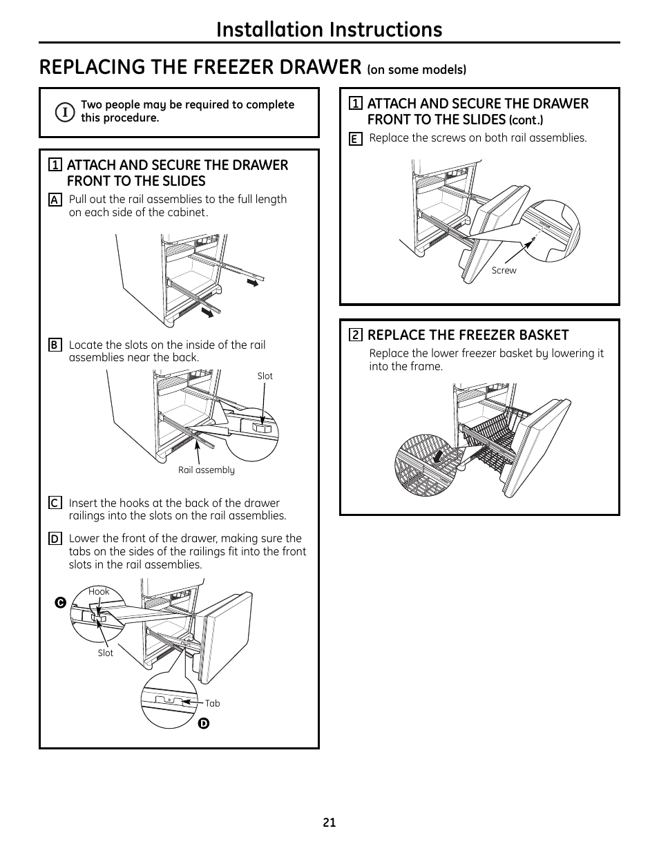 GE BOTTOMFREEZER 200D9366P004 User Manual | Page 21 / 42