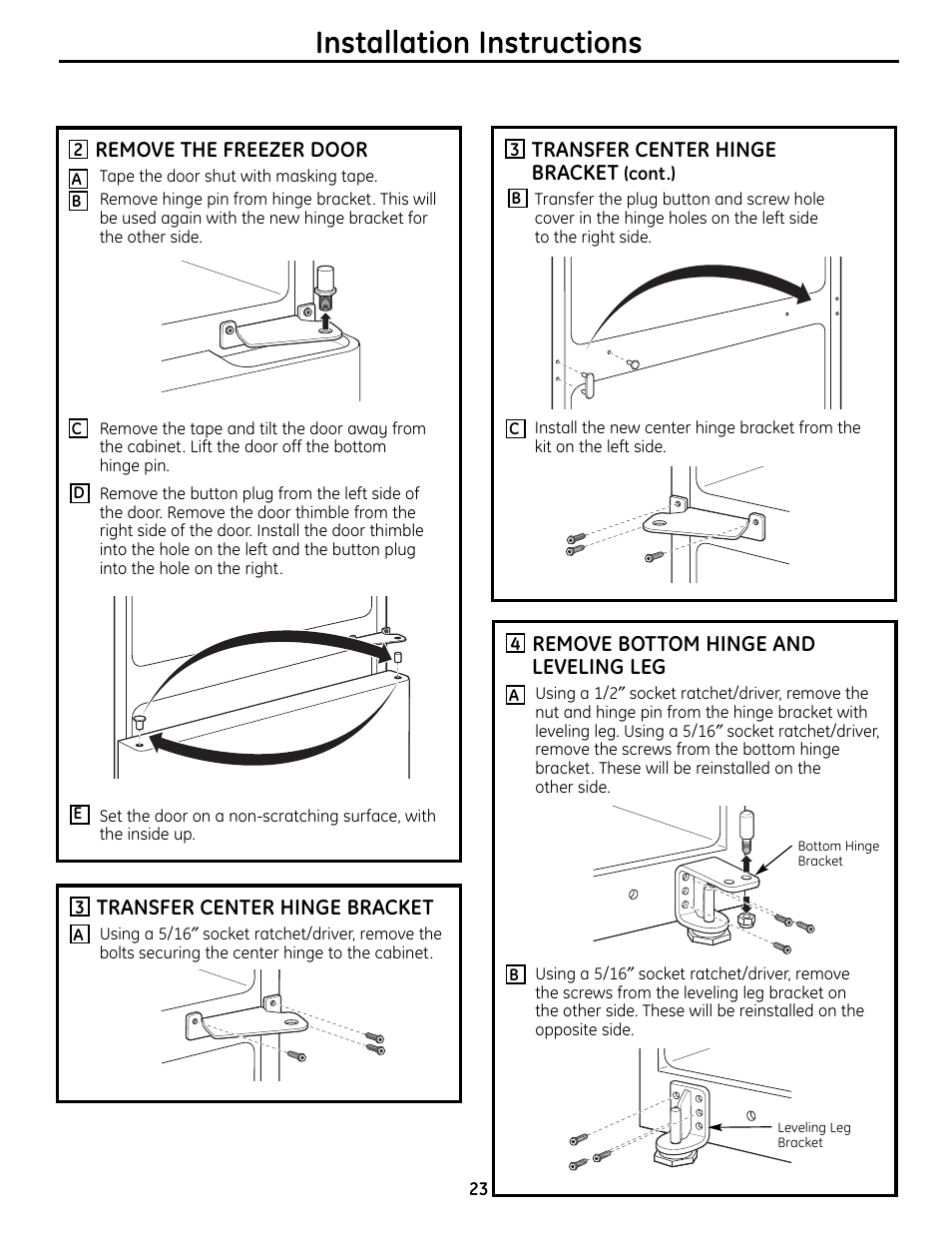 Installation instructions | GE BOTTOMFREEZER 200D9366P004 User Manual | Page 23 / 42