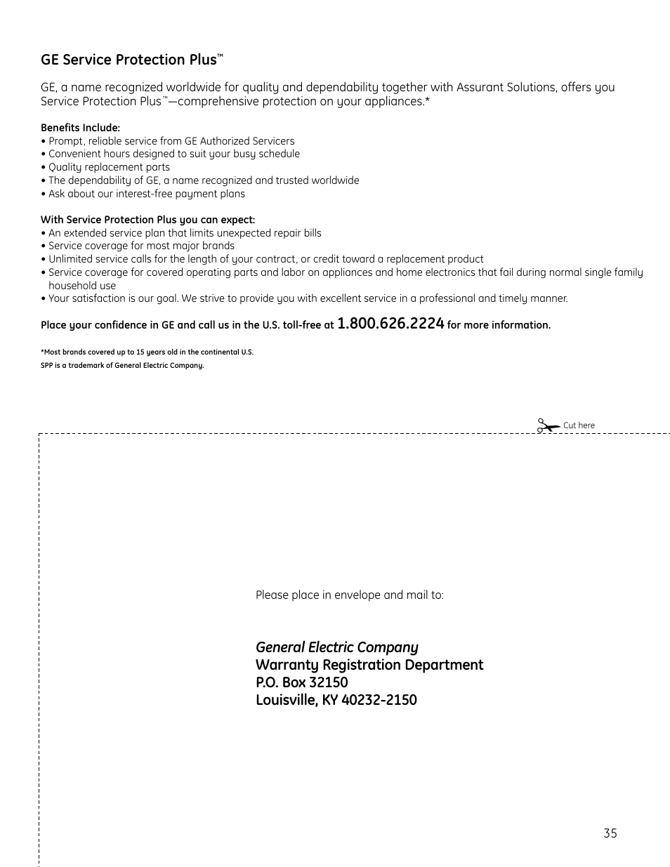 Product registration for u.s. customers , 36 | GE BOTTOMFREEZER 200D9366P004 User Manual | Page 35 / 42