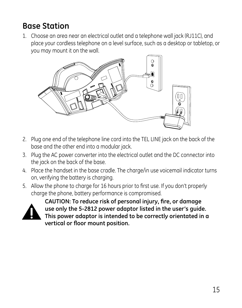 Base station | GE DECT 28821 User Manual | Page 15 / 60