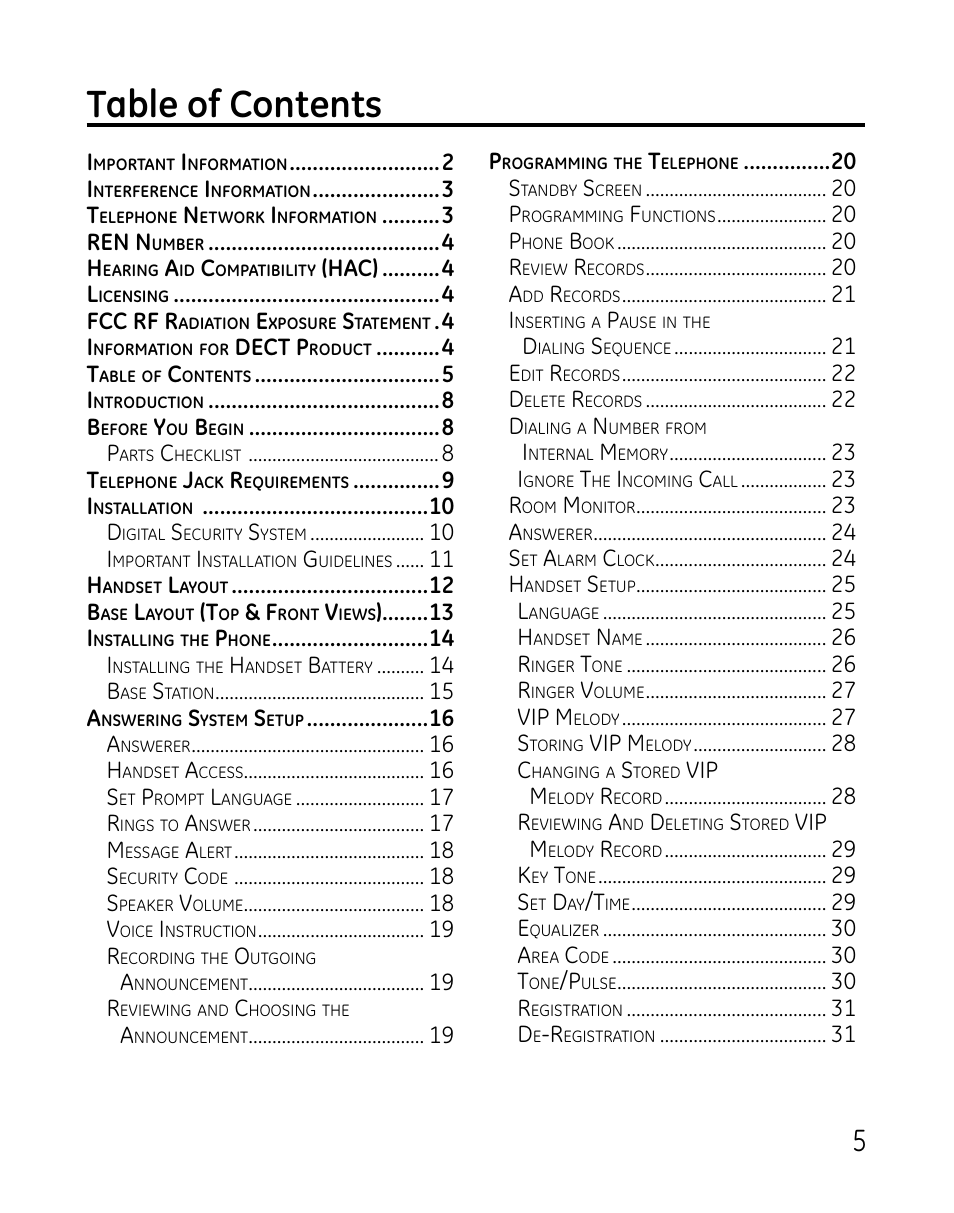 GE DECT 28821 User Manual | Page 5 / 60