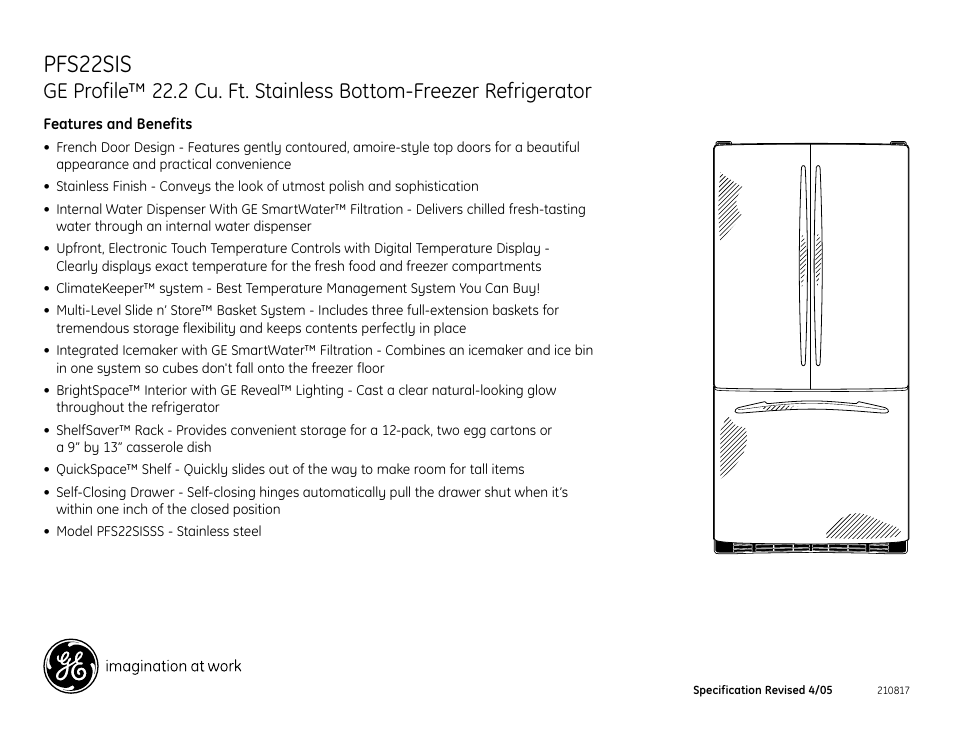 Pfs22sis | GE PFS22SIS User Manual | Page 2 / 2