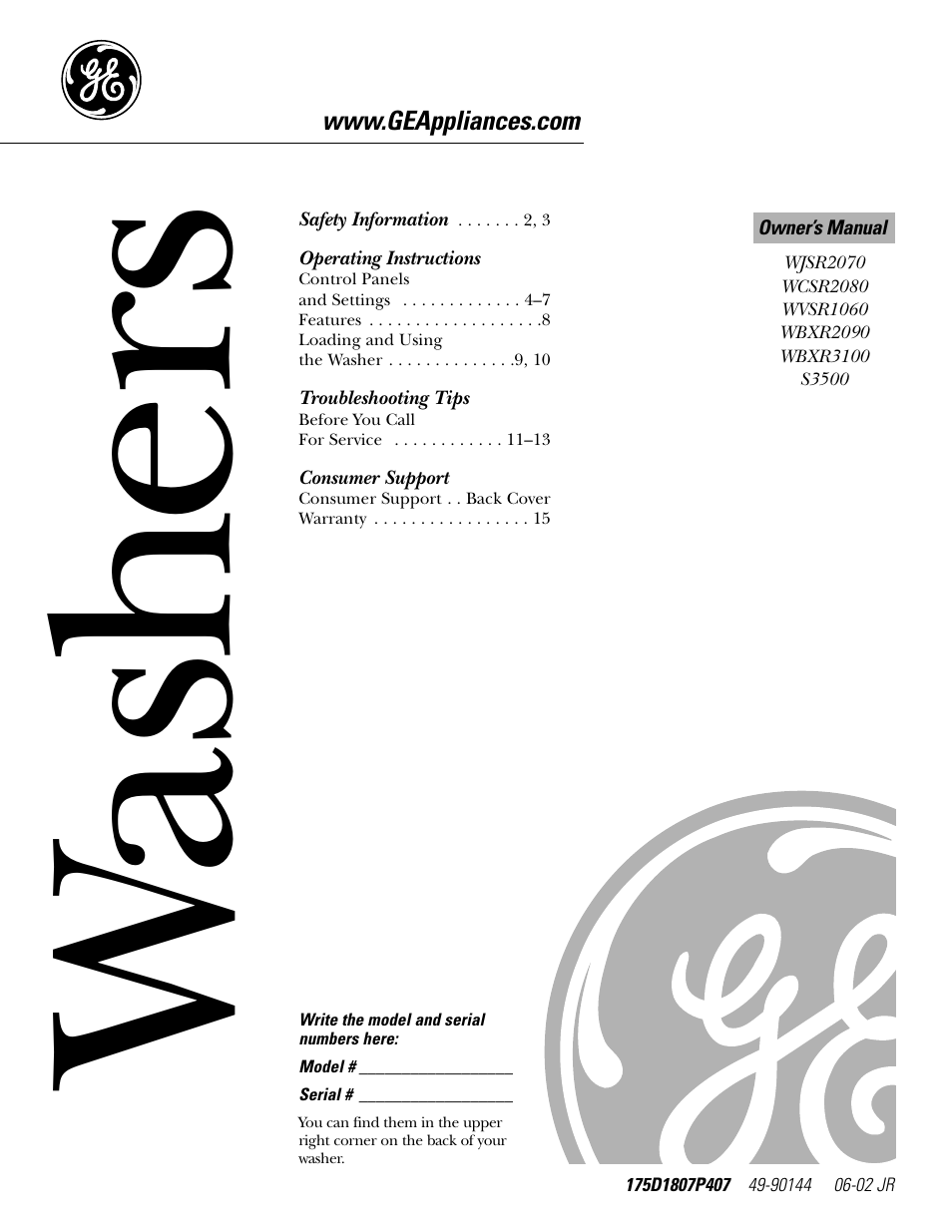 GE S3500 User Manual | 16 pages