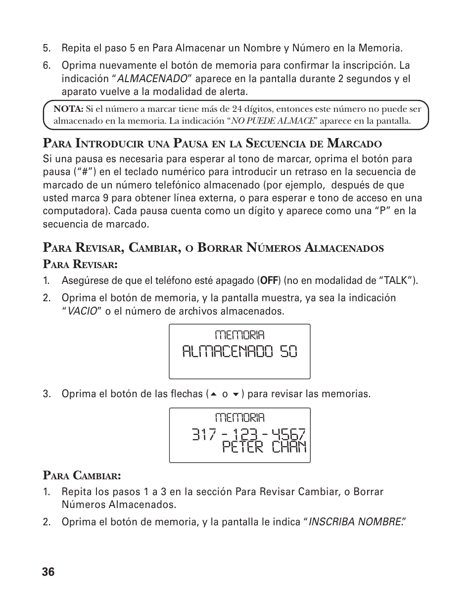 Almacenado 50 | GE 25826 User Manual | Page 100 / 128
