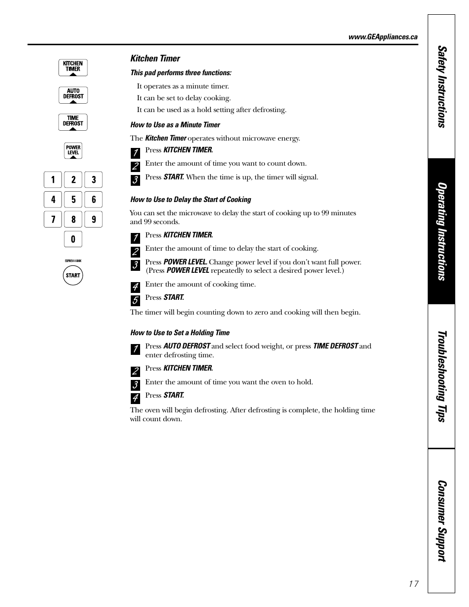 GE Microwave Oven JE1140 User Manual | Page 17 / 22