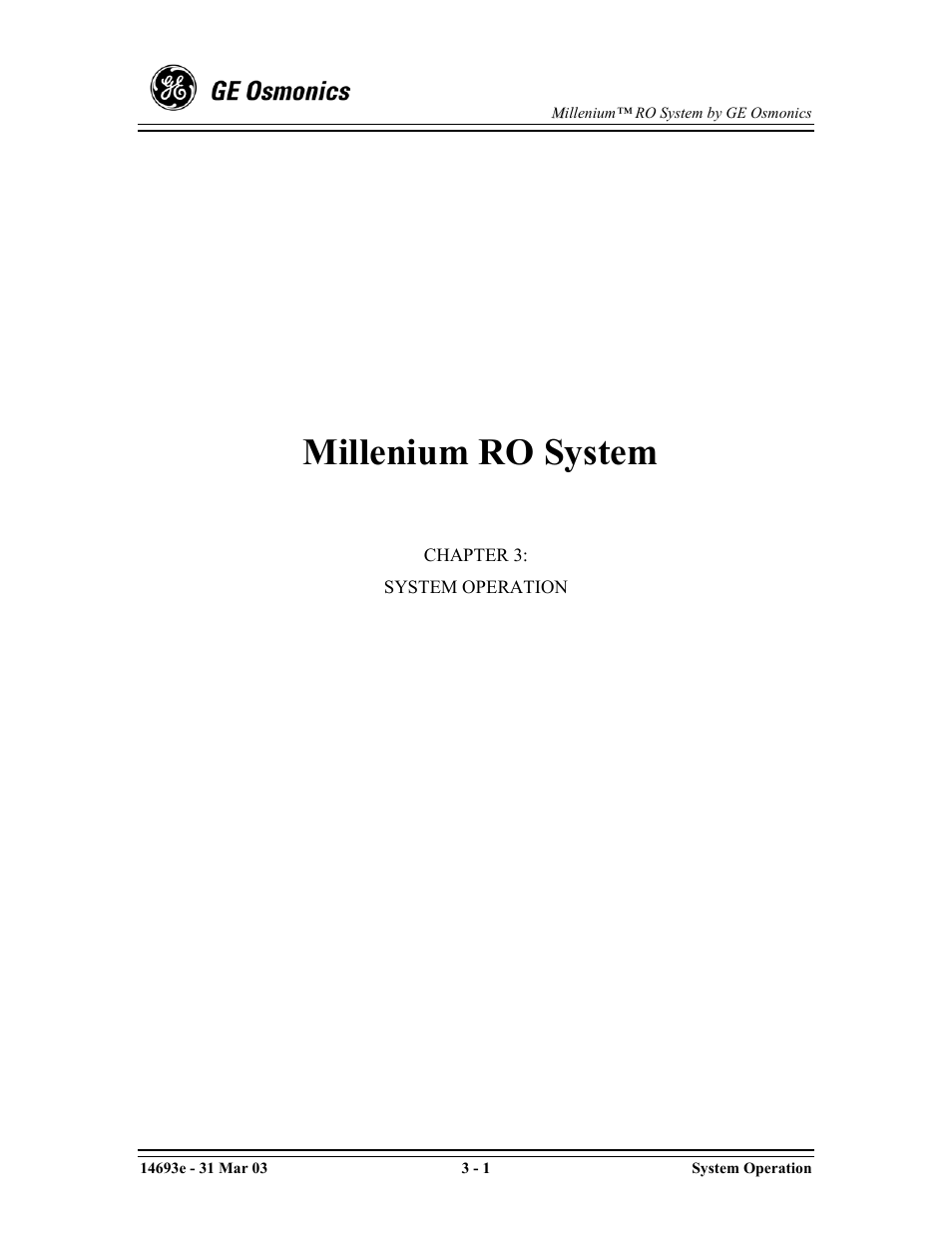 Millenium ro system | GE OSMONICS MILLENIUMTM REVERSE OSMOSIS UNIT User Manual | Page 32 / 107