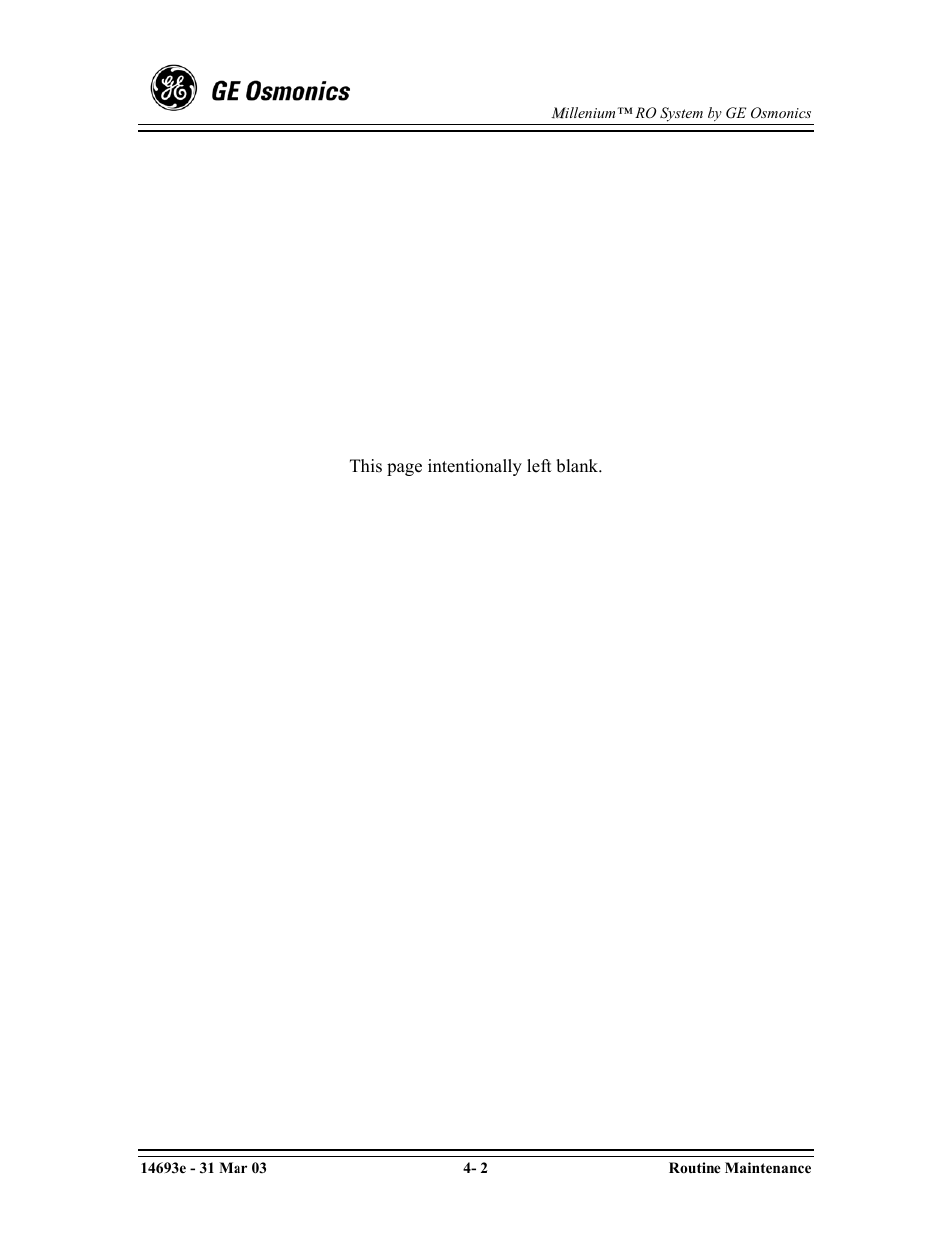 GE OSMONICS MILLENIUMTM REVERSE OSMOSIS UNIT User Manual | Page 39 / 107