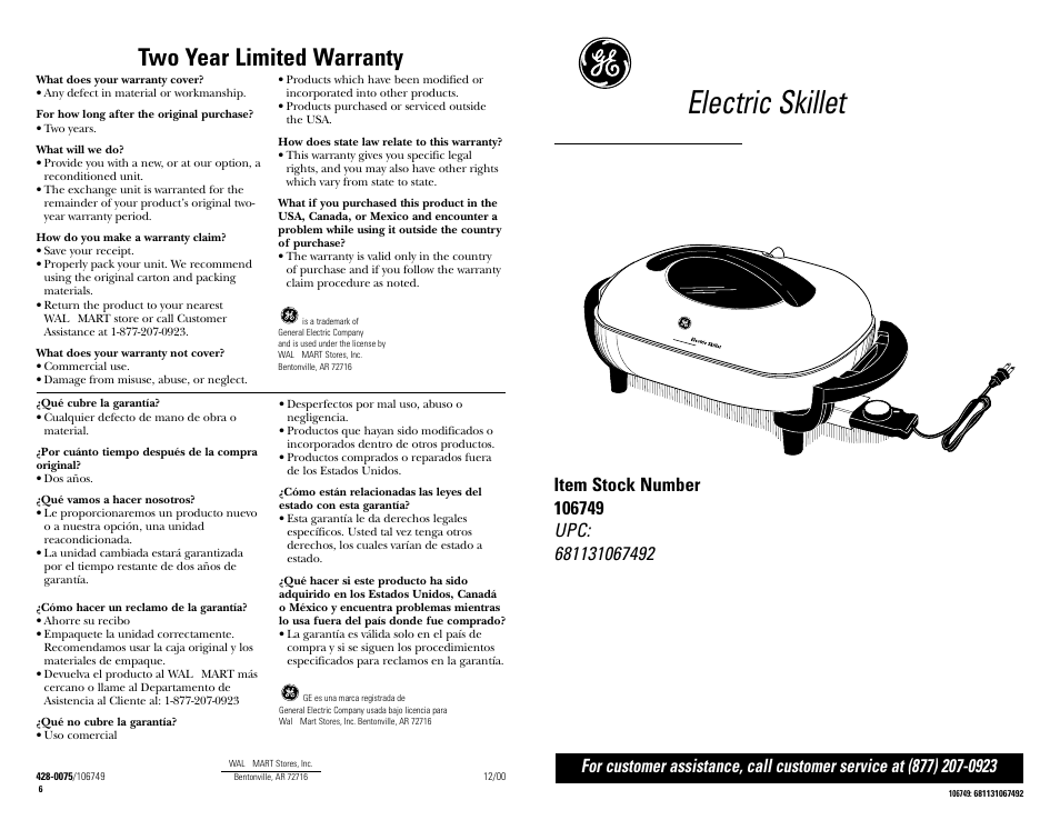 GE 681131067492 User Manual | 6 pages