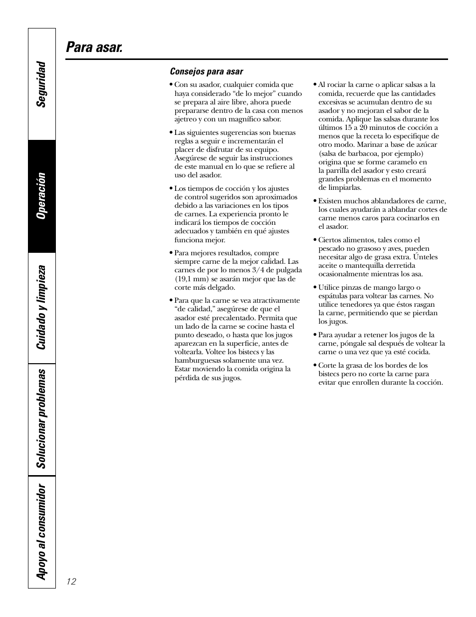 Para asar | GE JGP985 User Manual | Page 52 / 80