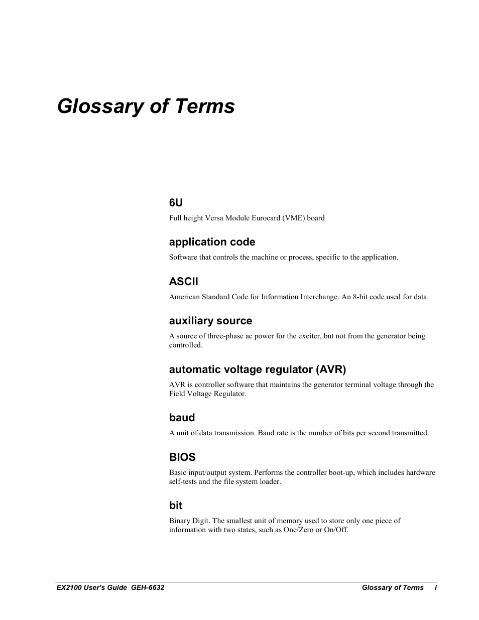Glossary of terms | GE EX2100 User Manual | Page 103 / 118