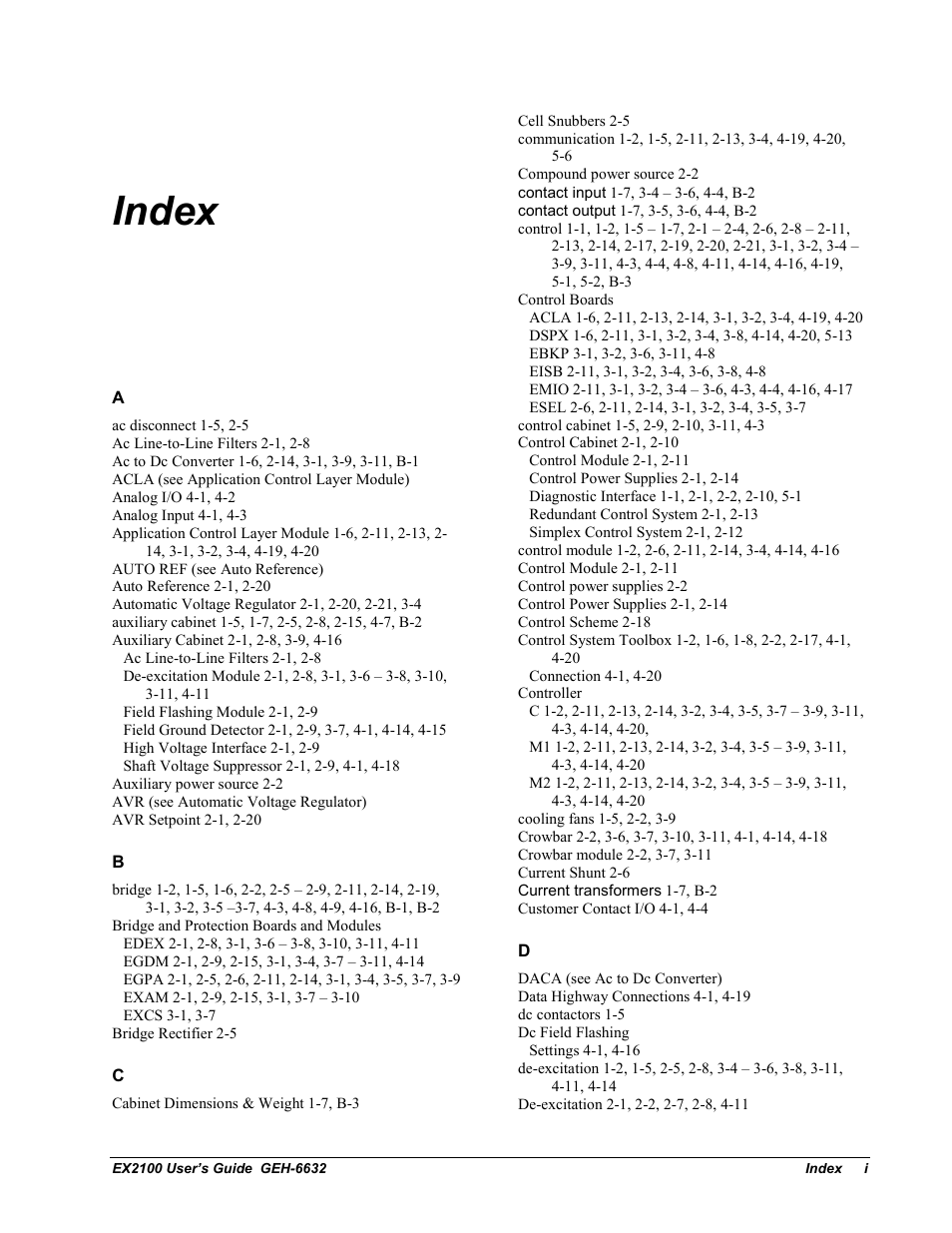 Index | GE EX2100 User Manual | Page 113 / 118