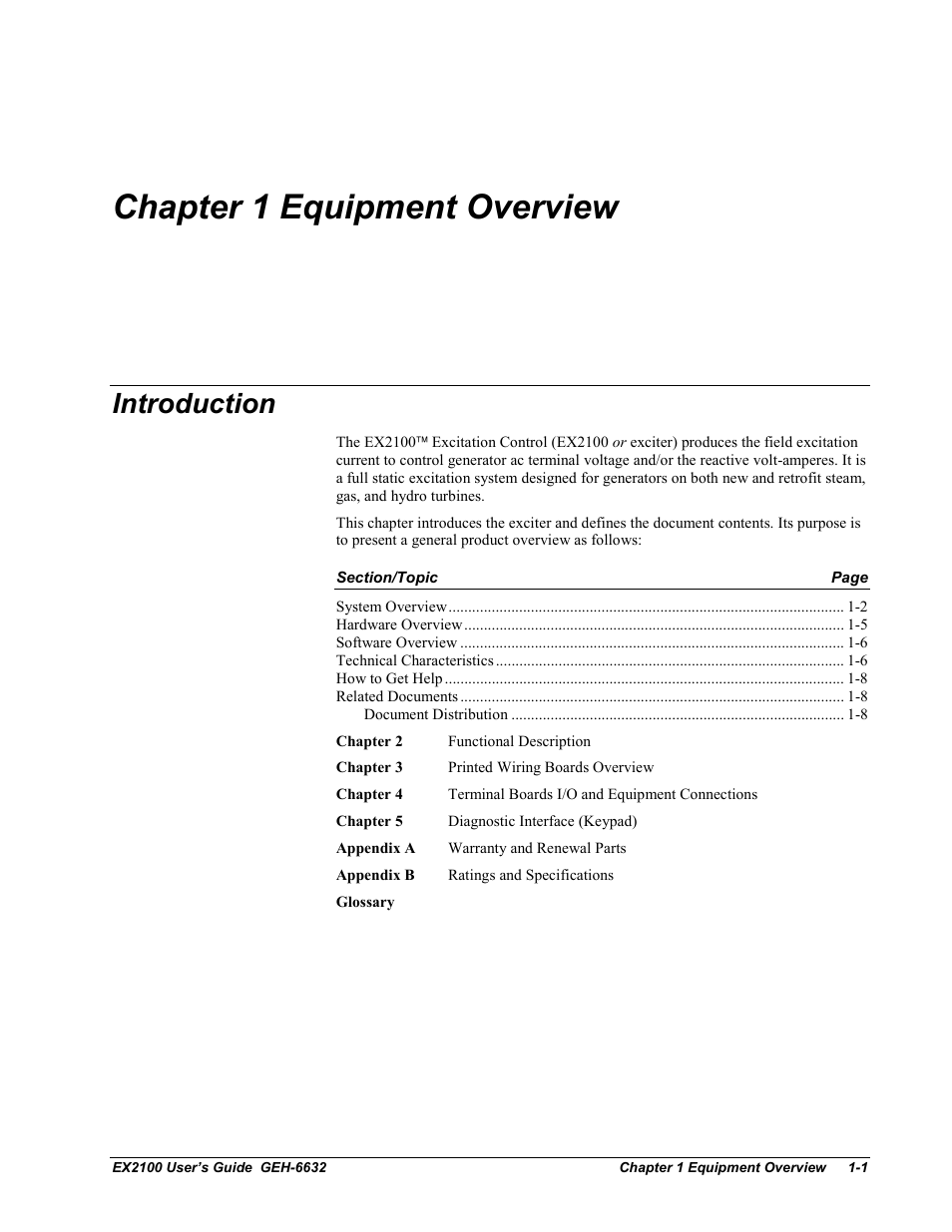 Chapter 1 equipment overview, Introduction | GE EX2100 User Manual | Page 13 / 118