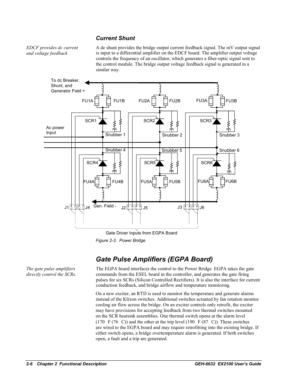 Gate pulse amplifiers (egpa board), Current shunt | GE EX2100 User Manual | Page 26 / 118