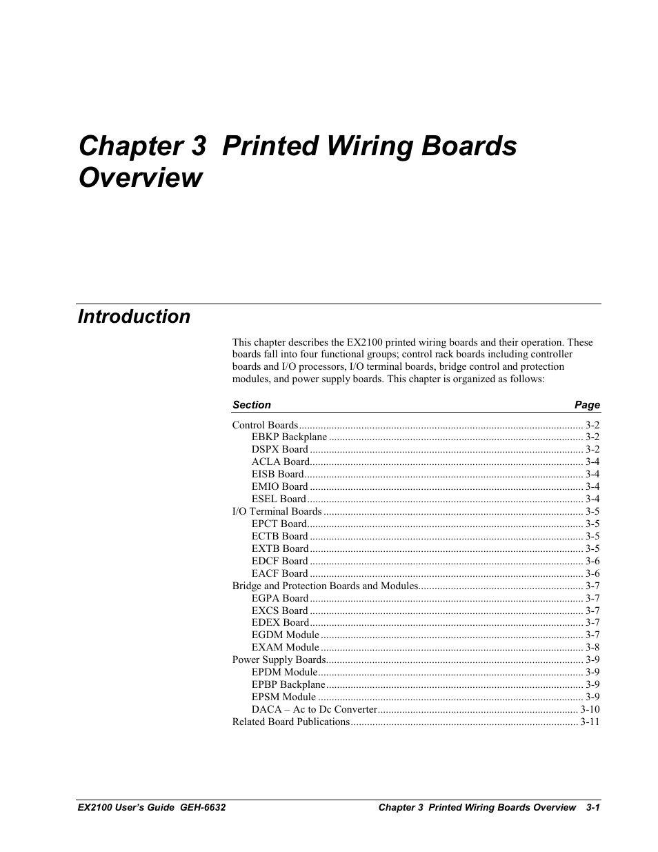 Chapter 3 printed wiring boards overview, Introduction | GE EX2100 User Manual | Page 45 / 118