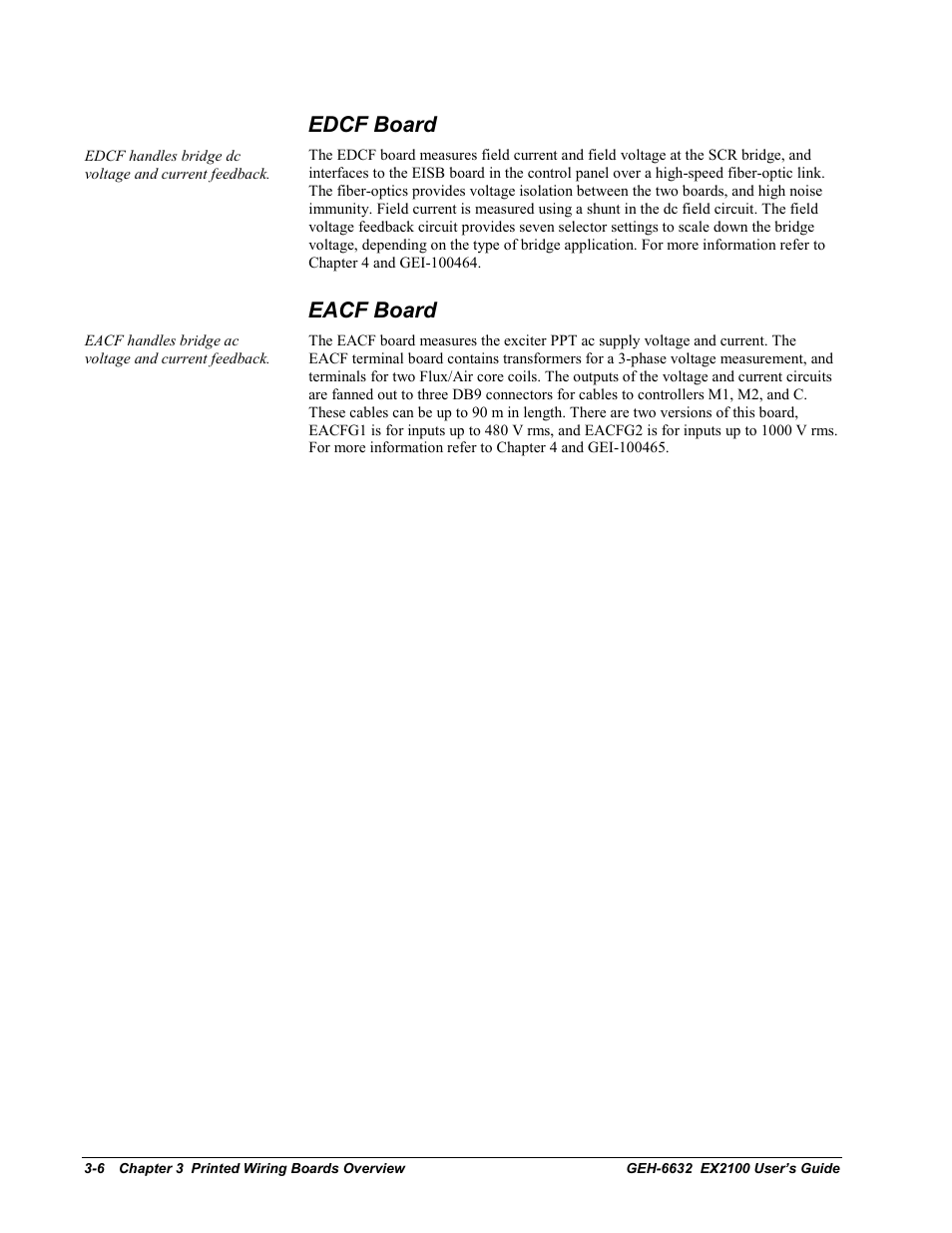 Edcf board, Eacf board | GE EX2100 User Manual | Page 50 / 118