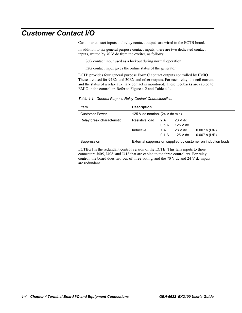 Customer contact i/o | GE EX2100 User Manual | Page 60 / 118