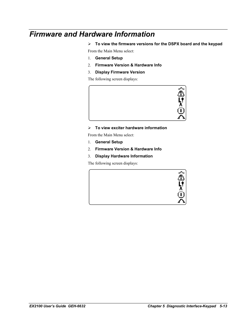 Firmware and hardware information | GE EX2100 User Manual | Page 89 / 118