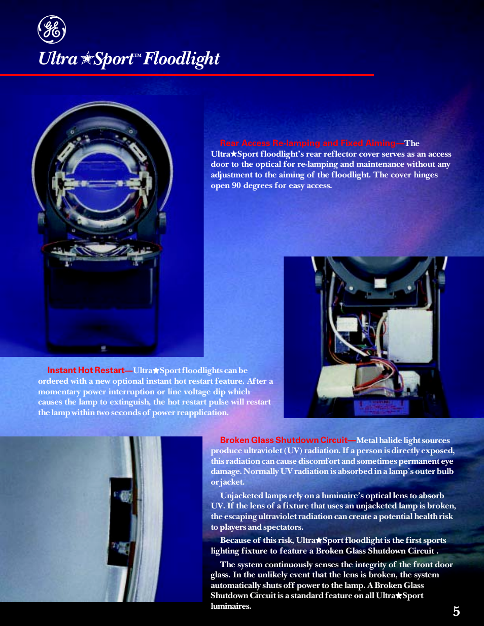 Ultra, Sport, Floodlight | GE UltraSport User Manual | Page 5 / 12