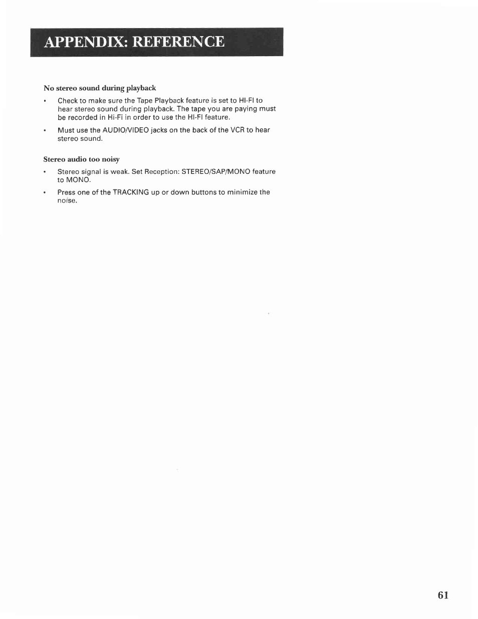 Appendix: reference | GE VG4275 User Manual | Page 63 / 72