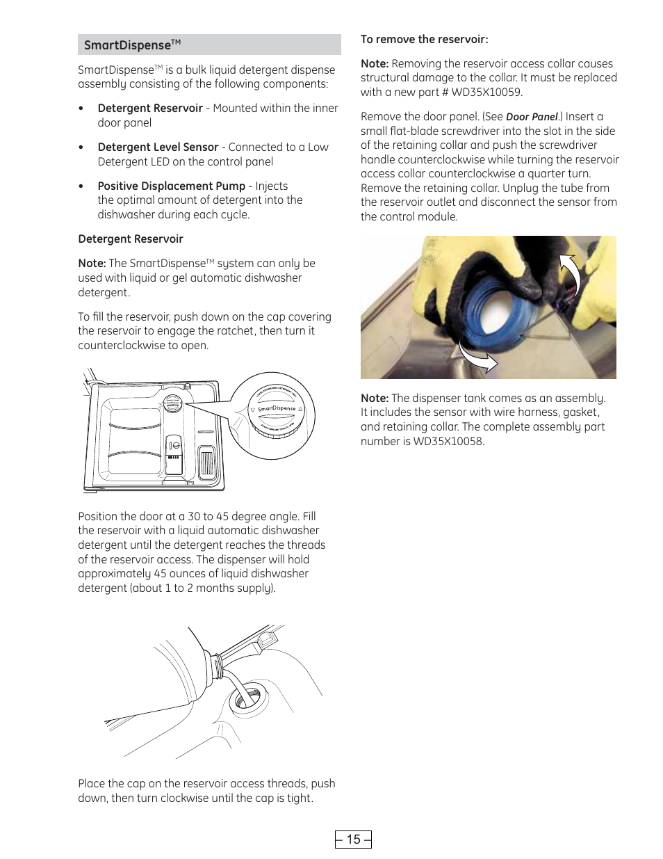 Smartdispense | GE PROFILE PDE9900 User Manual | Page 15 / 37