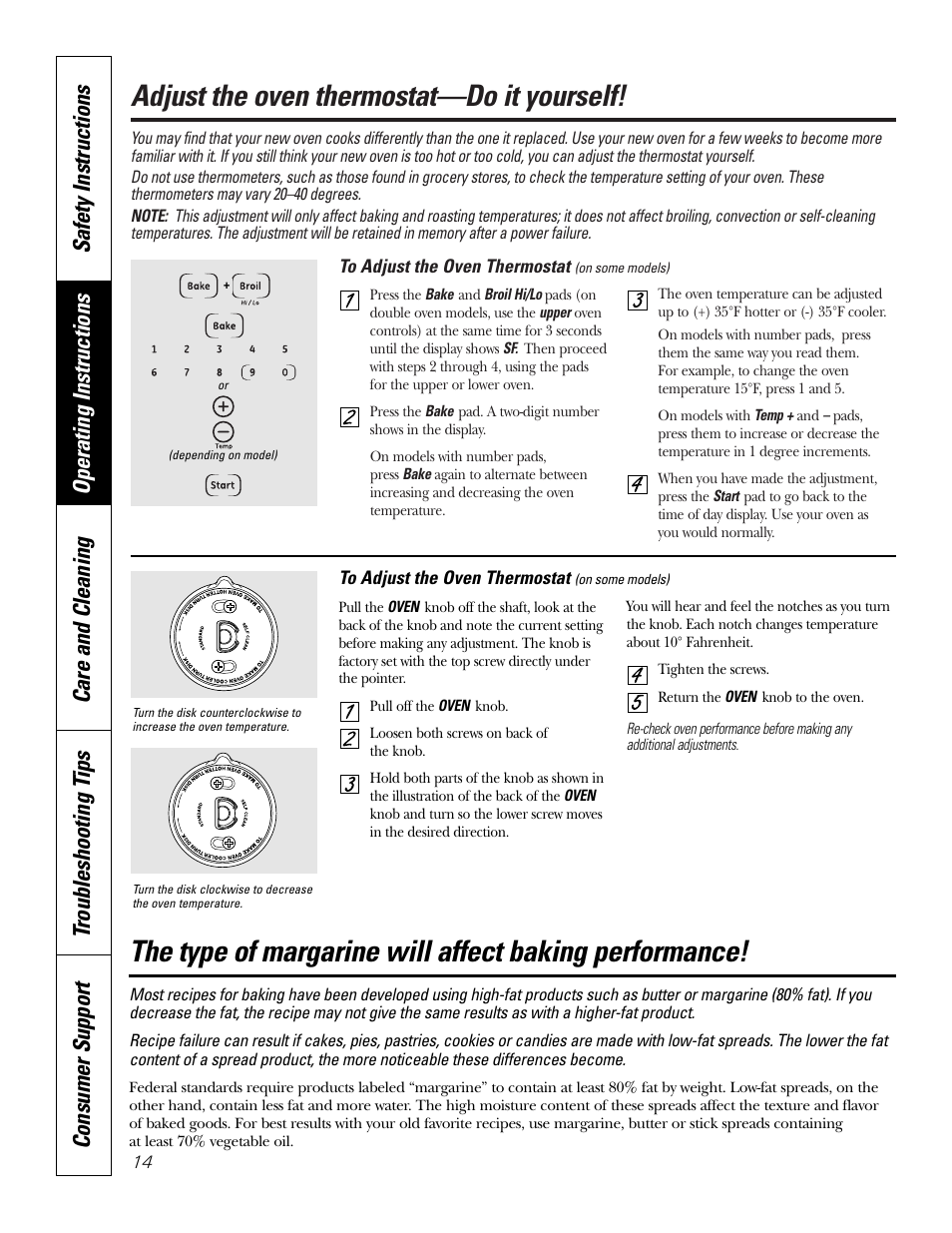 Thermostat, Adjust the oven thermostat—do it yourself | GE JKP3527 User Manual | Page 14 / 64