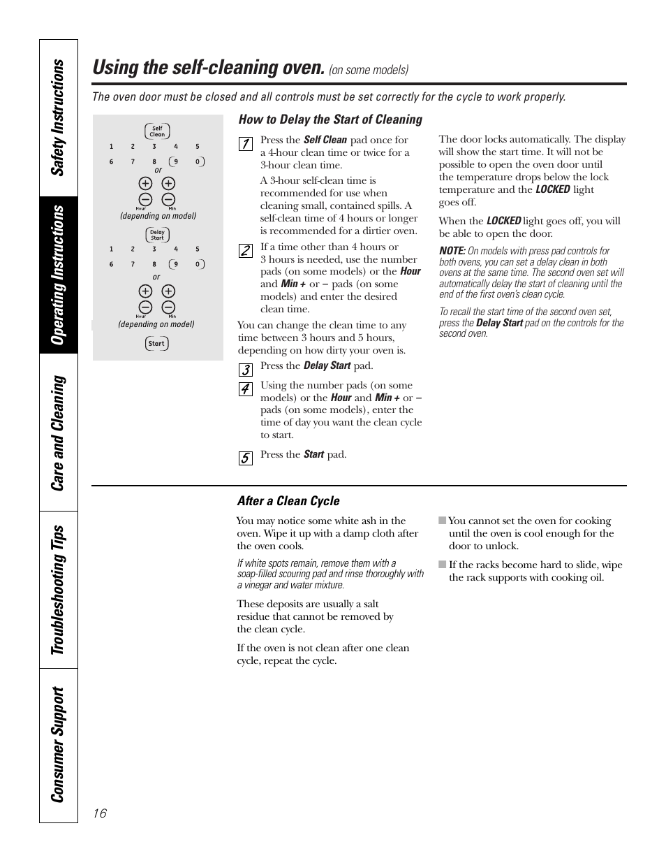 Using the self-cleaning oven | GE JKP3527 User Manual | Page 16 / 64