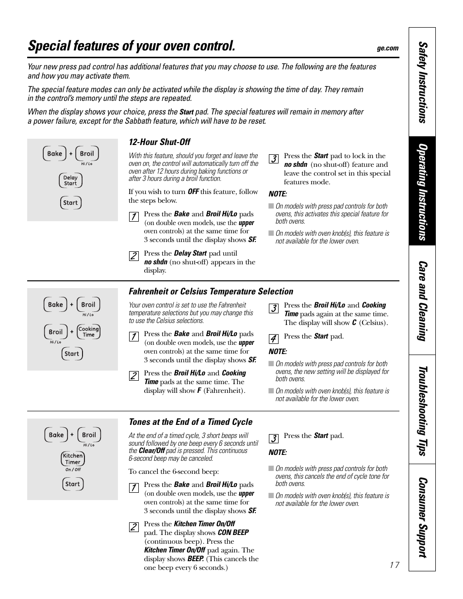 Special features, Special features –19, Special features of your oven control | GE JKP3527 User Manual | Page 17 / 64