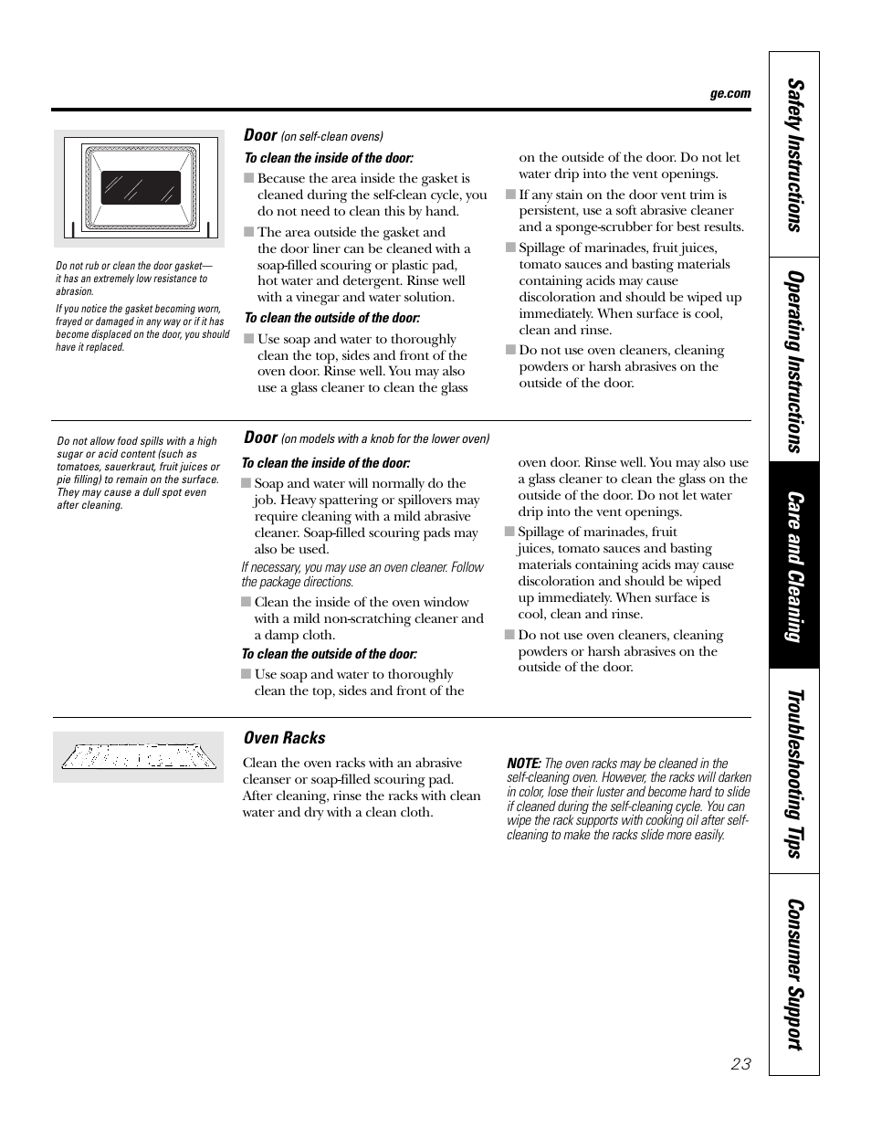 Racks | GE JKP3527 User Manual | Page 23 / 64