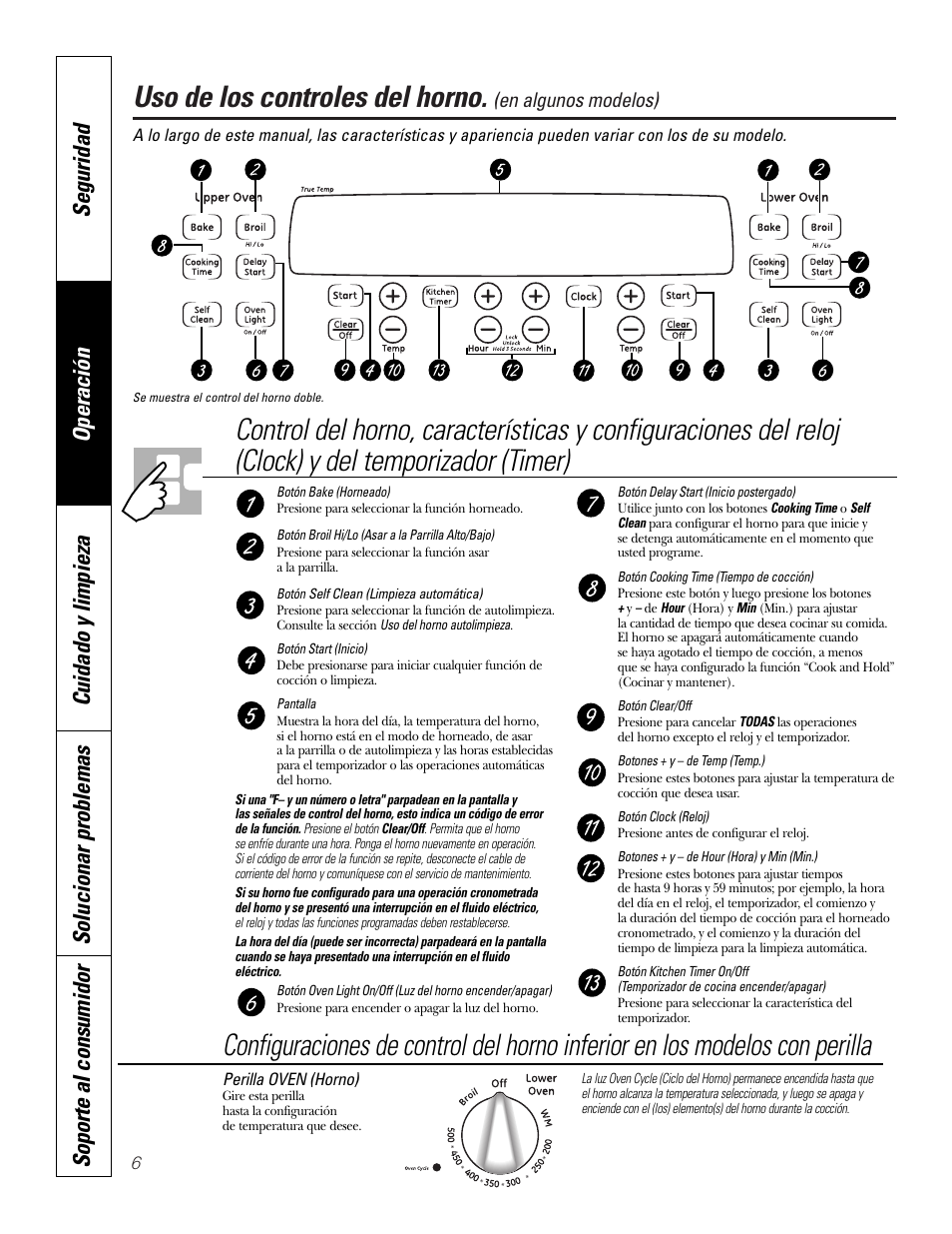 Uso de los controles del horno | GE JKP3527 User Manual | Page 38 / 64