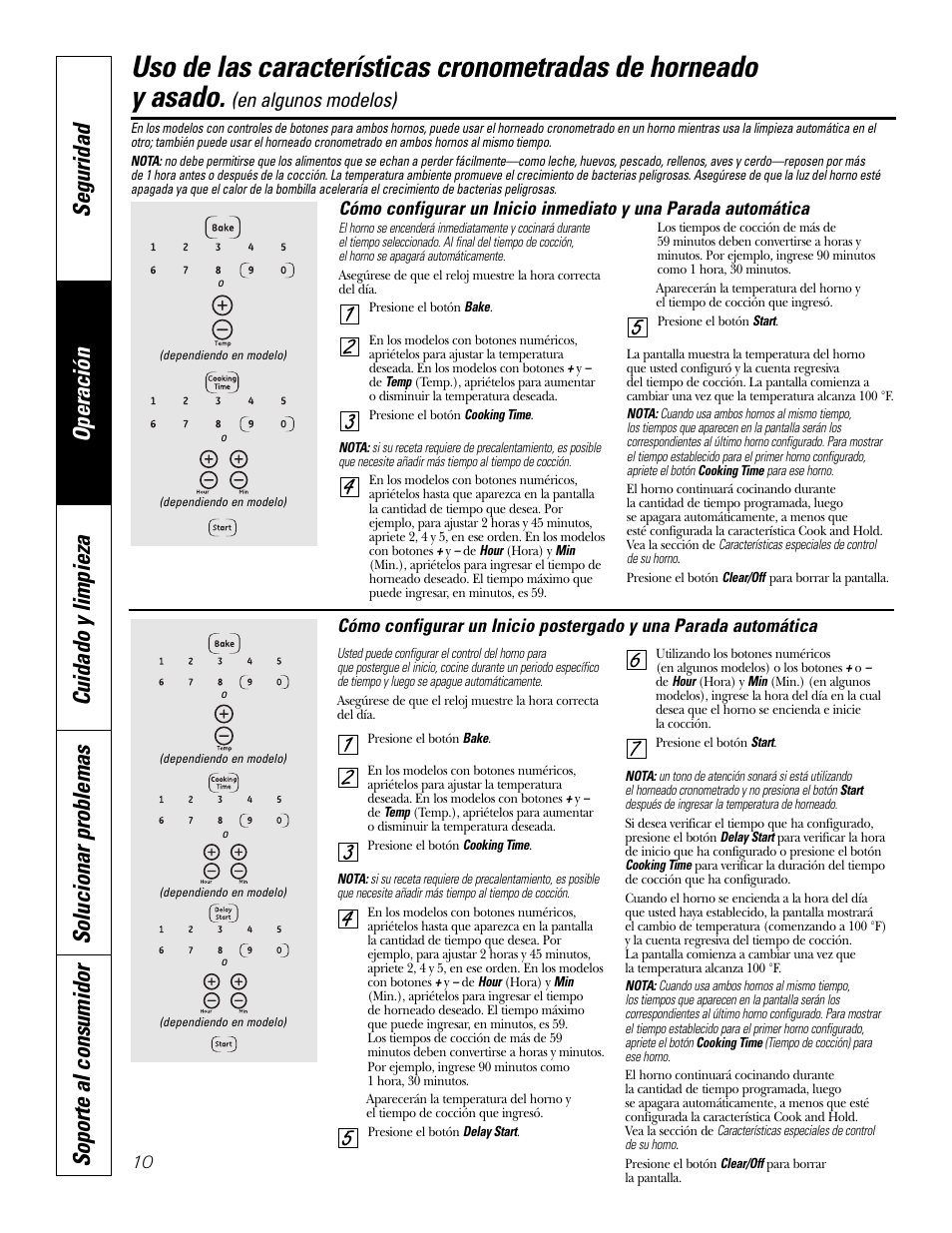 Asado y horneado cronometrado, En algunos modelos) | GE JKP3527 User Manual | Page 42 / 64