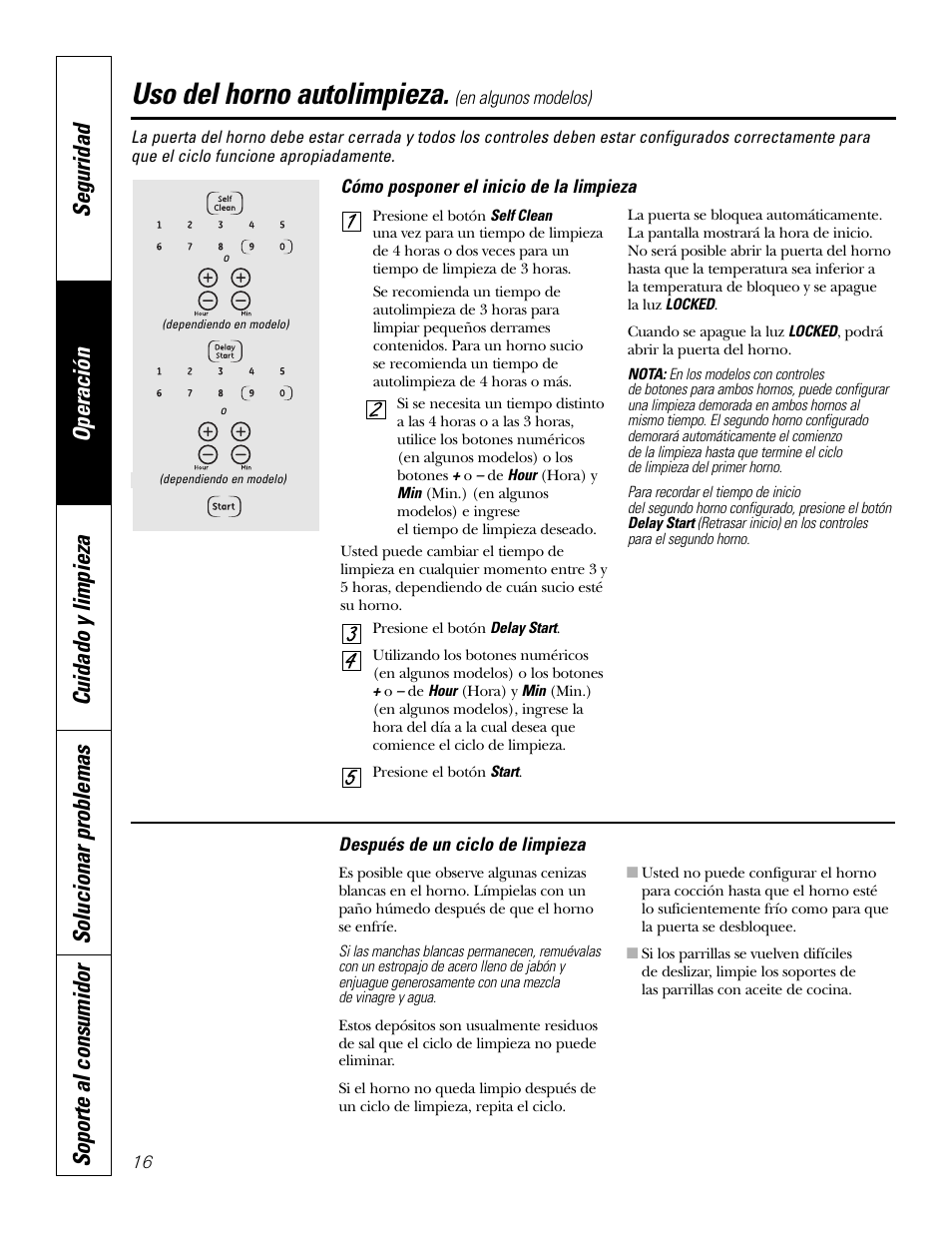 Uso del horno autolimpieza | GE JKP3527 User Manual | Page 48 / 64