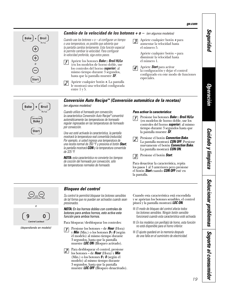 Bloqueo de controles | GE JKP3527 User Manual | Page 51 / 64