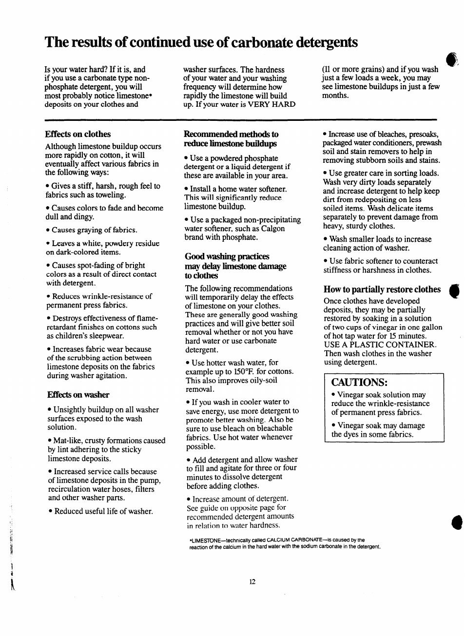 Cautions | GE Spacemaker WSM2000H User Manual | Page 12 / 28