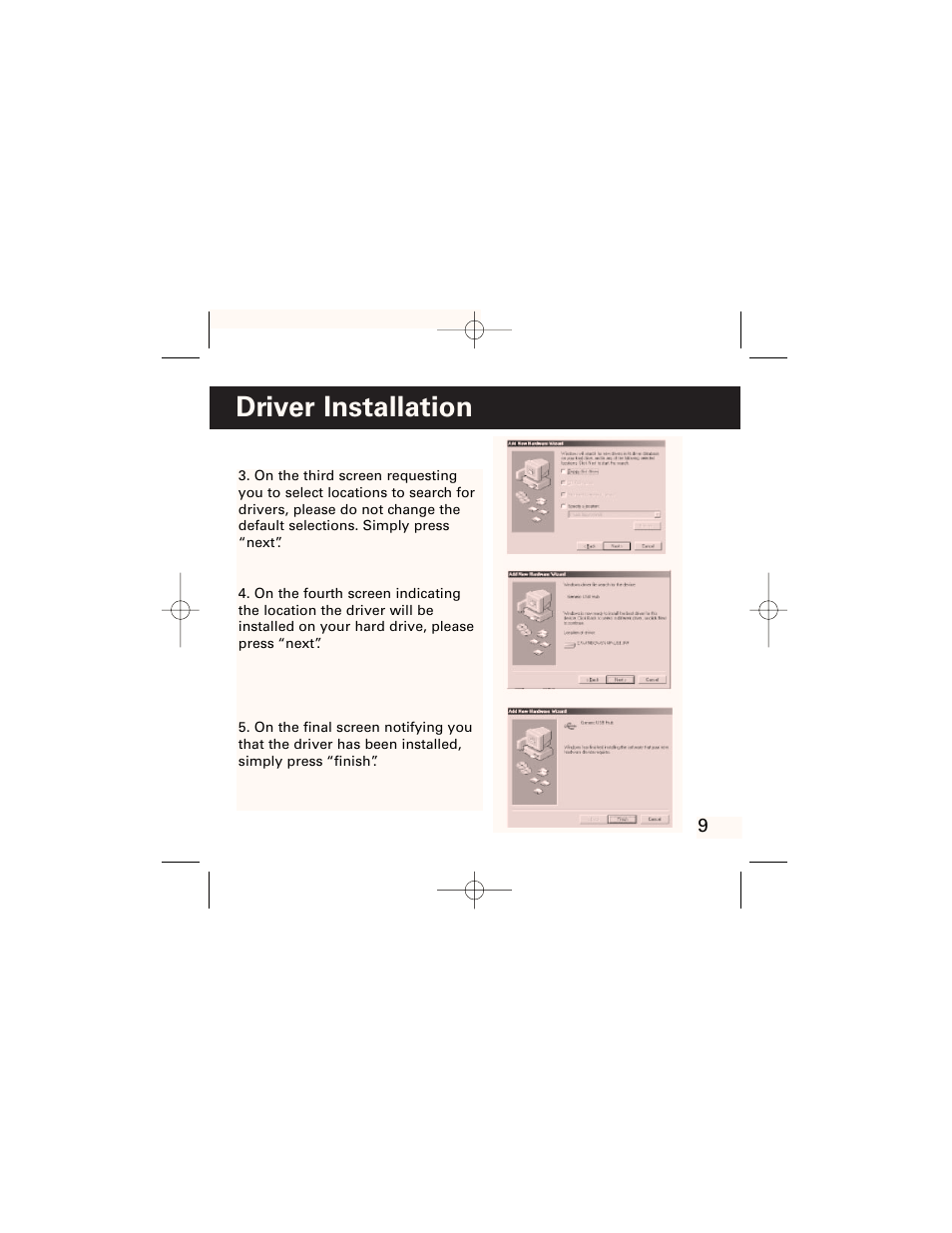 Driver installation | GE HO97958 User Manual | Page 10 / 43