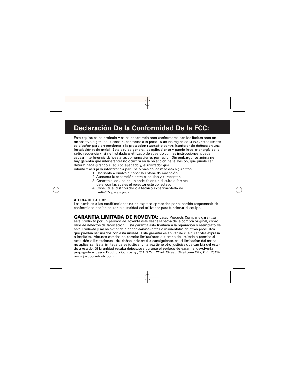 Declaración de la conformidad de la fcc | GE HO97958 User Manual | Page 27 / 43